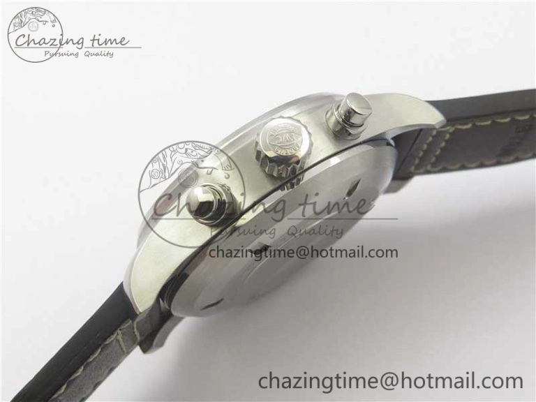 Pilot Chrono Spitfire IW387903 SS ZF 1:1 Best Edition Black Dial on Brown Leather Strap A7750