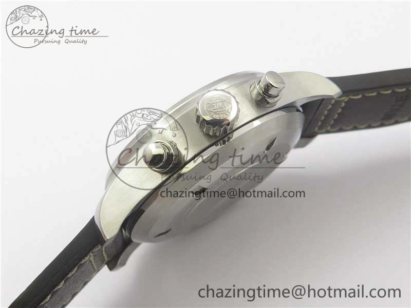 Pilot Chrono Spitfire IW387903 SS ZF 1:1 Best Edition Black Dial on Brown Leather Strap A7750