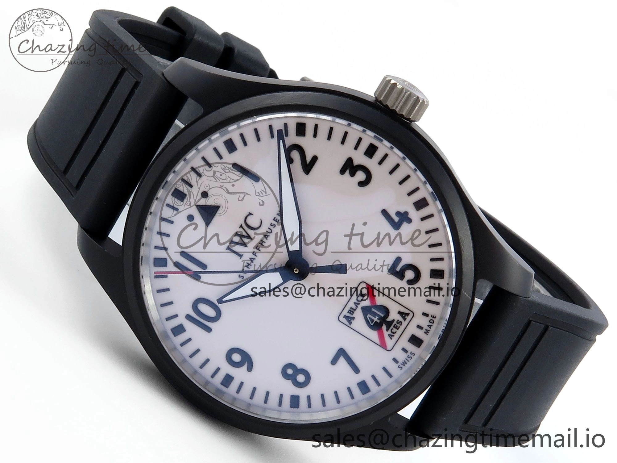 Pilot IW326905 Black Aces M+F 1:1 Best Edition White Dial on Black Rubber Strap MY9015