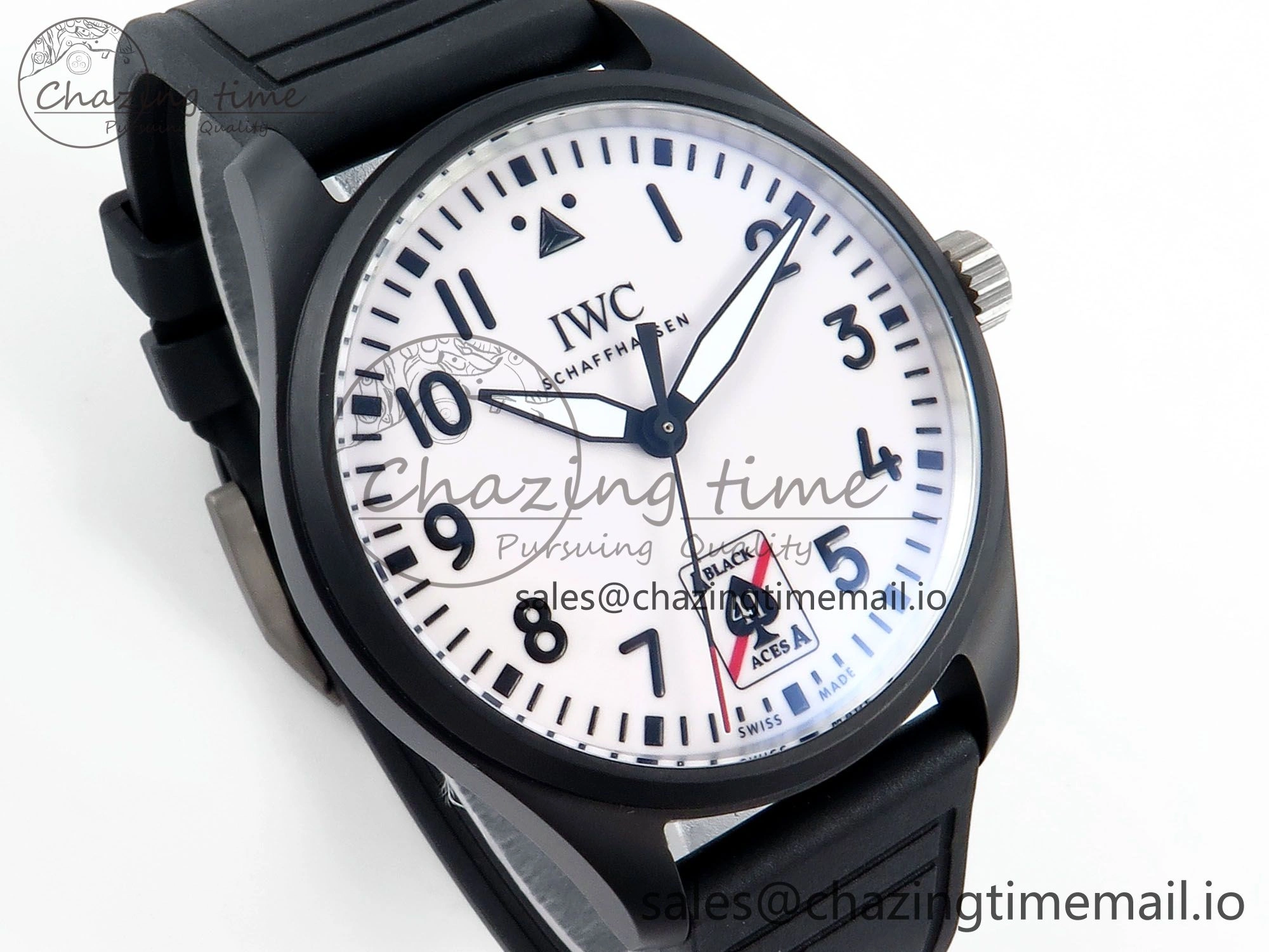Pilot IW326905 Black Aces M+F 1:1 Best Edition White Dial on Black Rubber Strap MY9015