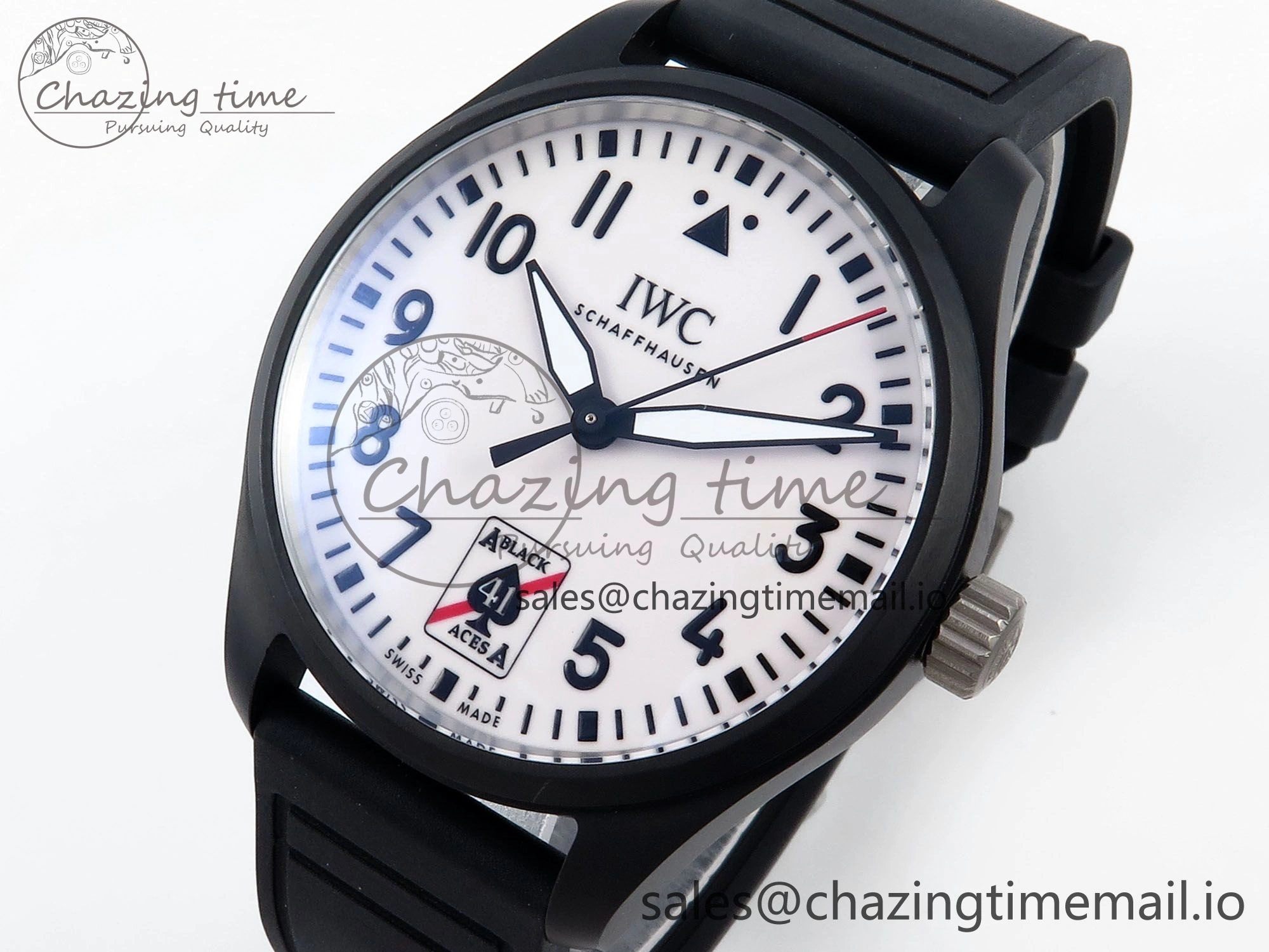 Pilot IW326905 Black Aces M+F 1:1 Best Edition White Dial on Black Rubber Strap MY9015