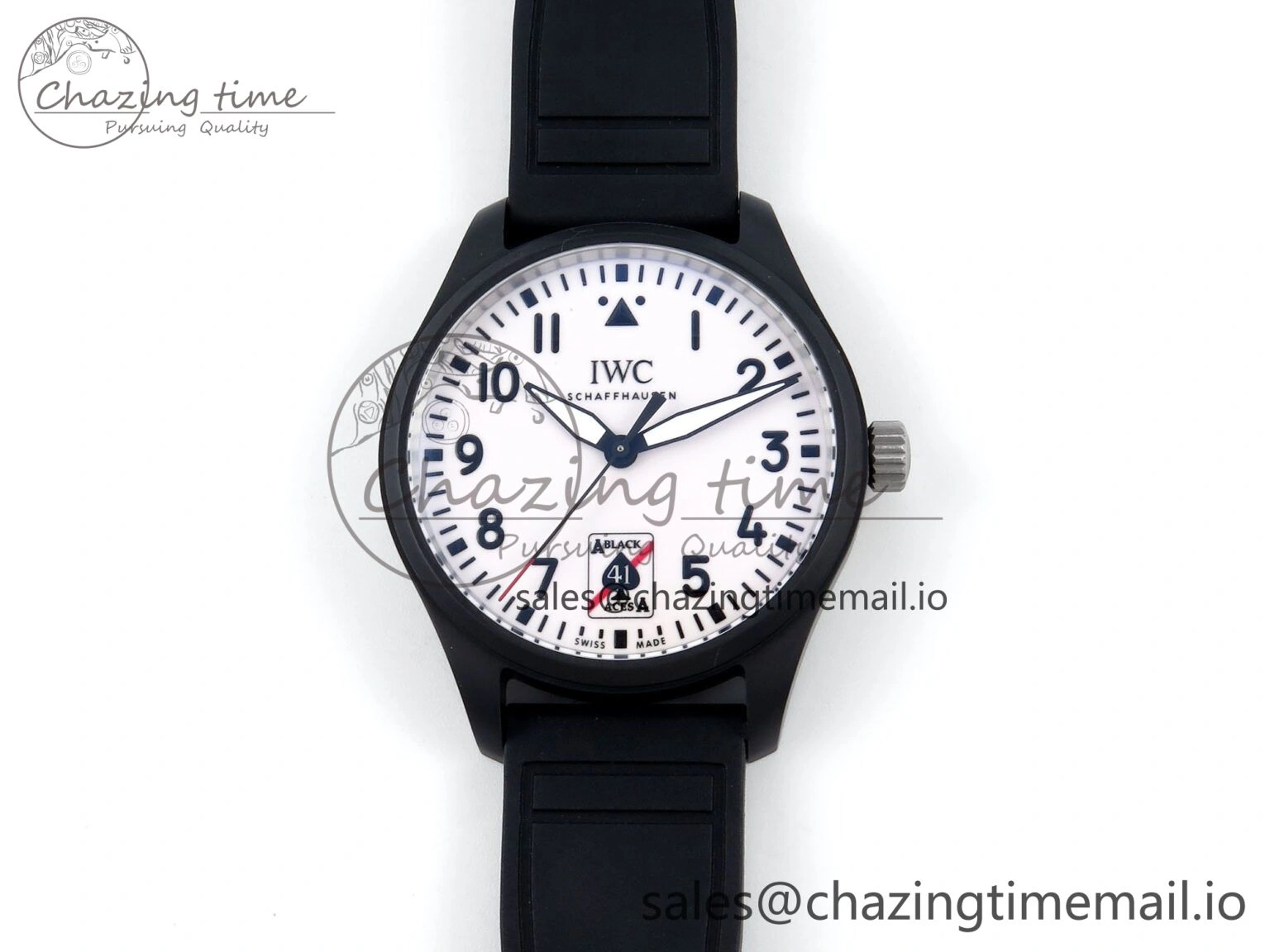 Pilot IW326905 Black Aces M+F 1:1 Best Edition White Dial on Black Rubber Strap MY9015