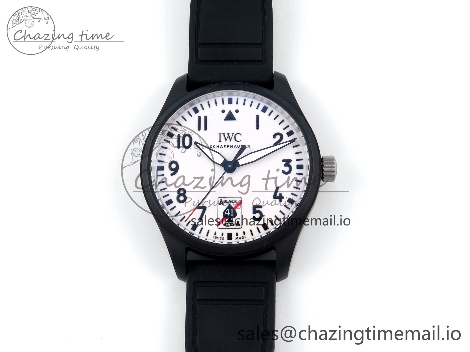 Pilot IW326905 Black Aces M+F 1:1 Best Edition White Dial on Black Rubber Strap MY9015
