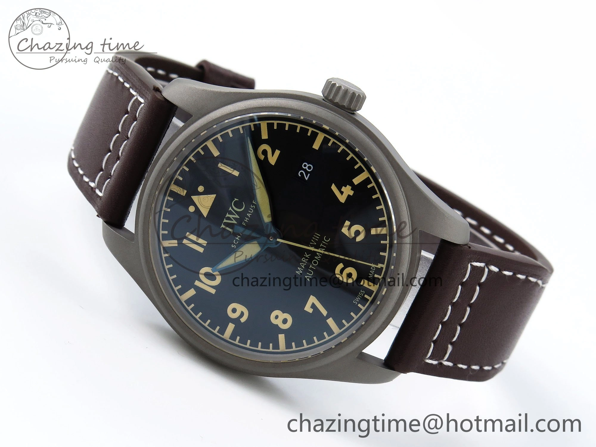 Pilot Mark XVIII Titanium BLSF 1:1 Best Edition Black Dial on Brown Leather Strap MIYOTA 9015