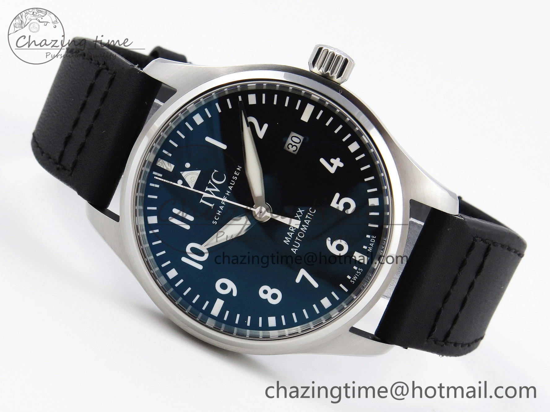 Pilot Mark XX IW328201 ZF 1:1 Best Edition Black Dial on Black Leather Strap A32111