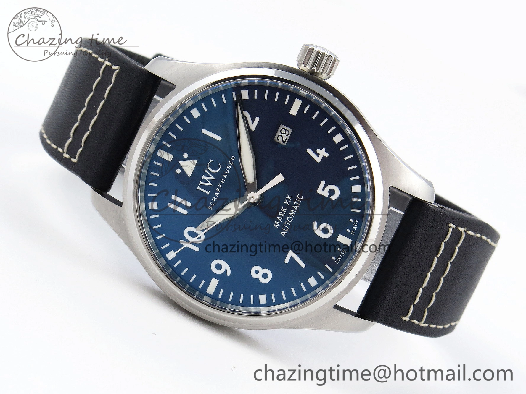 Pilot Mark XX IW328203 ZF 1:1 Best Edition Blue Dial on Dark Blue Leather Strap A32111