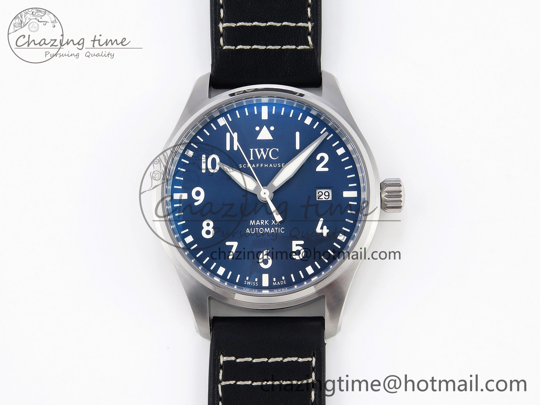 Pilot Mark XX IW328203 ZF 1:1 Best Edition Blue Dial on Dark Blue Leather Strap A32111