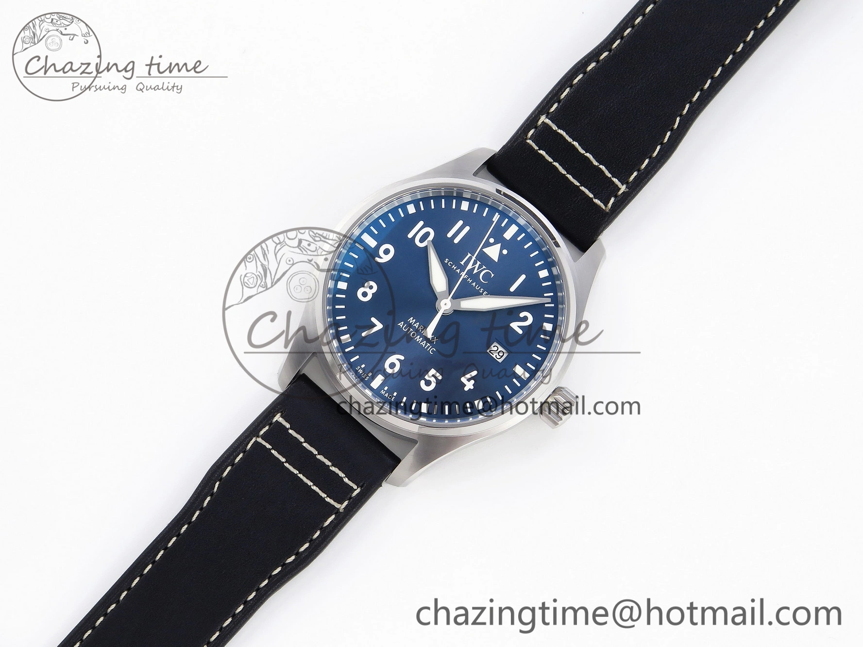 Pilot Mark XX IW328203 ZF 1:1 Best Edition Blue Dial on Dark Blue Leather Strap A32111