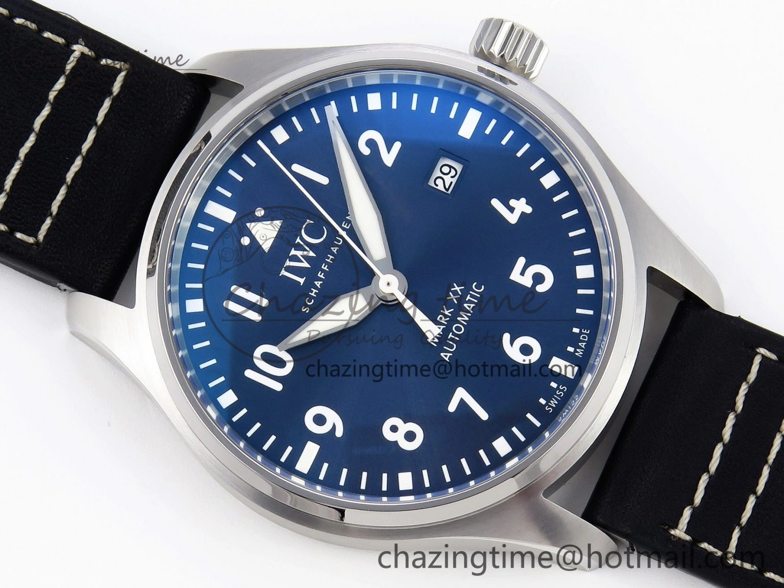 Pilot Mark XX IW328203 ZF 1:1 Best Edition Blue Dial on Dark Blue Leather Strap A32111