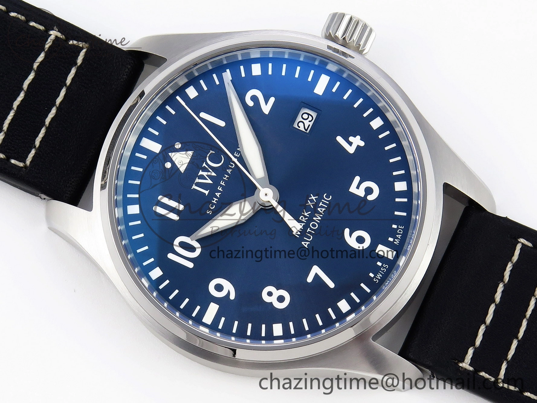Pilot Mark XX IW328203 ZF 1:1 Best Edition Blue Dial on Dark Blue Leather Strap A32111