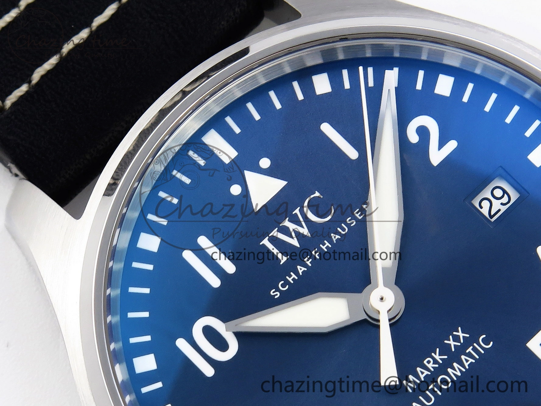 Pilot Mark XX IW328203 ZF 1:1 Best Edition Blue Dial on Dark Blue Leather Strap A32111