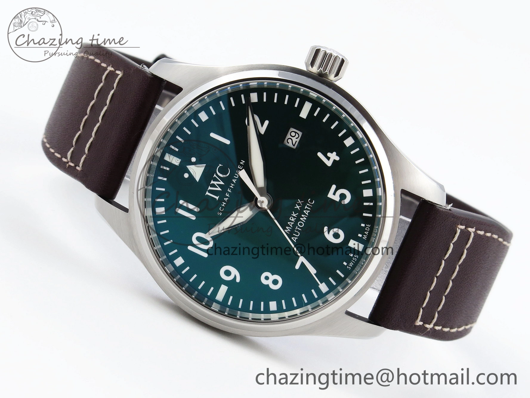 Pilot Mark XX IW328205 ZF 1:1 Best Edition Green Dial on Brown Leather Strap A32111