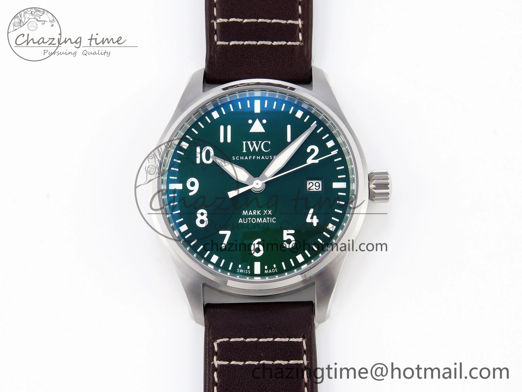 Pilot Mark XX IW328205 ZF 1:1 Best Edition Green Dial on Brown Leather Strap A32111
