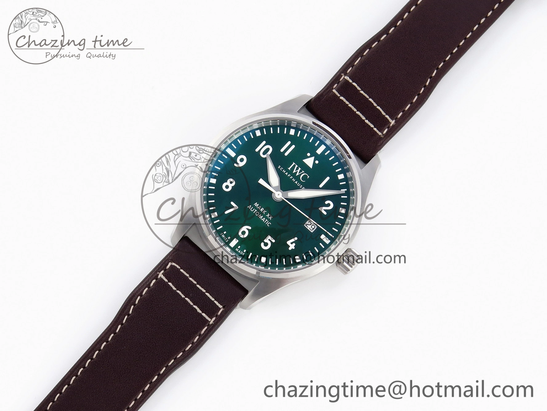 Pilot Mark XX IW328205 ZF 1:1 Best Edition Green Dial on Brown Leather Strap A32111