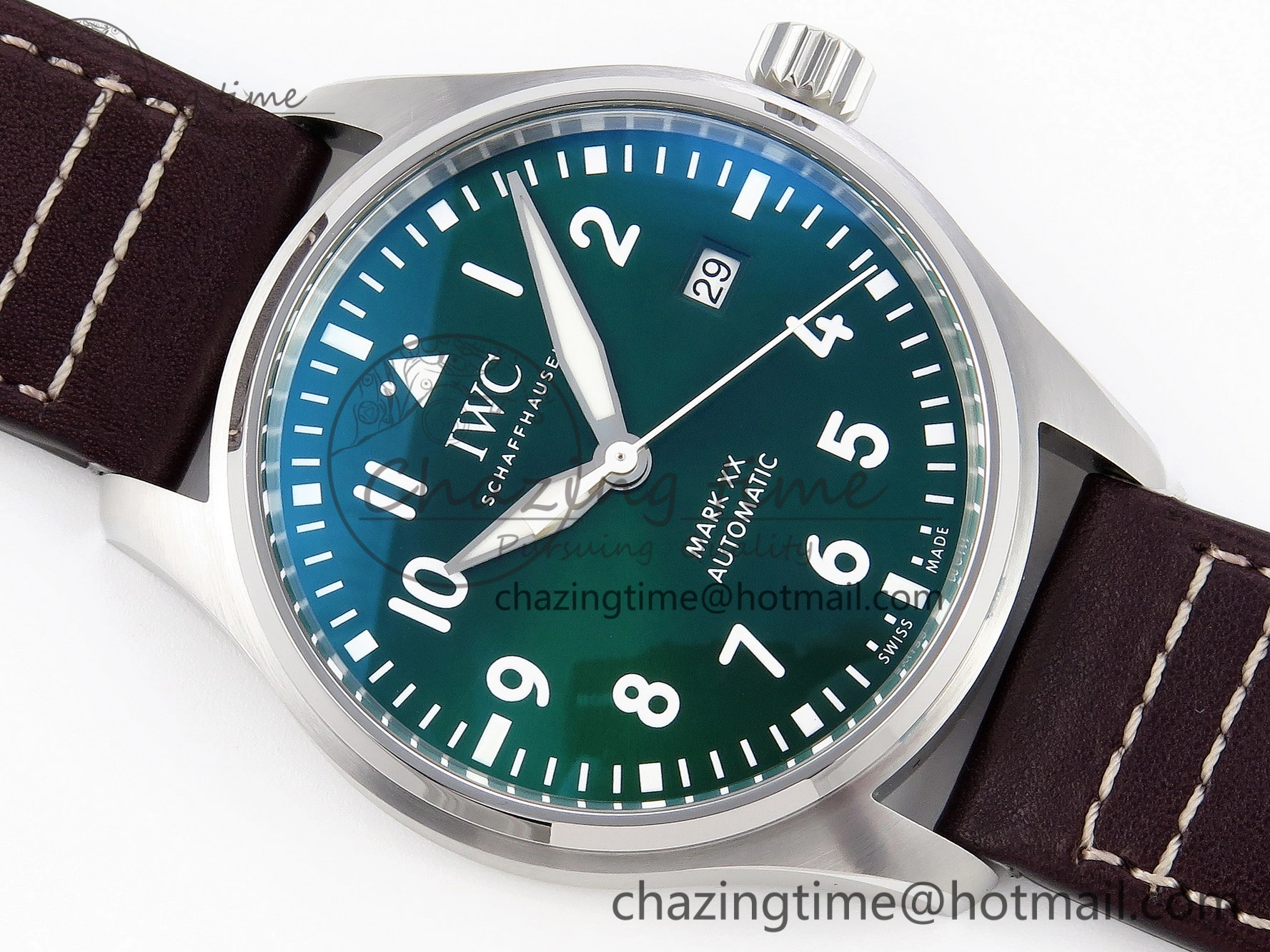 Pilot Mark XX IW328205 ZF 1:1 Best Edition Green Dial on Brown Leather Strap A32111