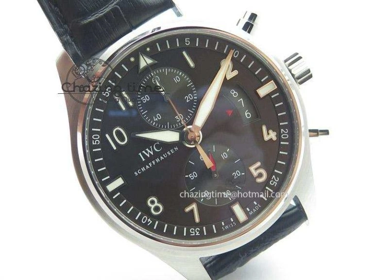 Pilot Spitfire 3878 Chrono BP Gray Dial SS On Black Leather Strap A7750