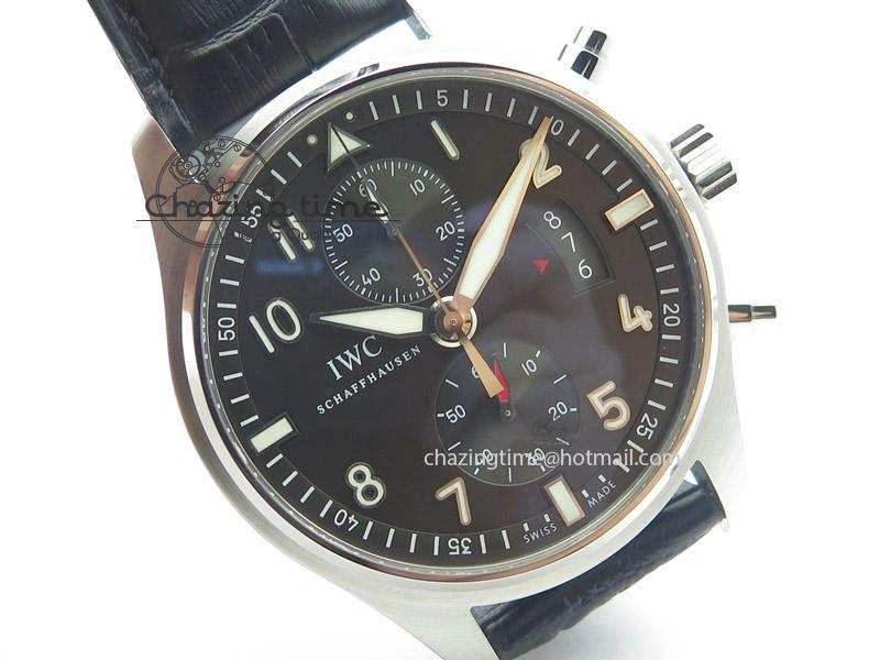 Pilot Spitfire 3878 Chrono BP Gray Dial SS On Black Leather Strap A7750