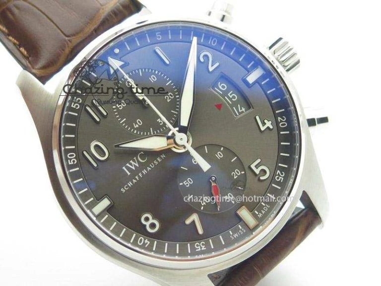 Pilot Spitfire Chrono ZF Best Edition Gray Dial On Brown Leather Strap A7750