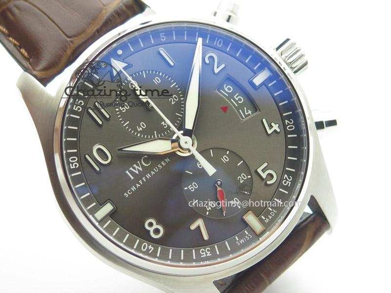 Pilot Spitfire Chrono ZF Best Edition Gray Dial On Brown Leather Strap A7750