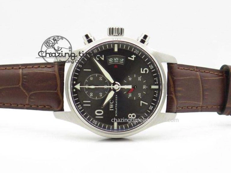 Pilot Spitfire Chrono ZF Best Edition Gray Dial On Brown Leather Strap A7750