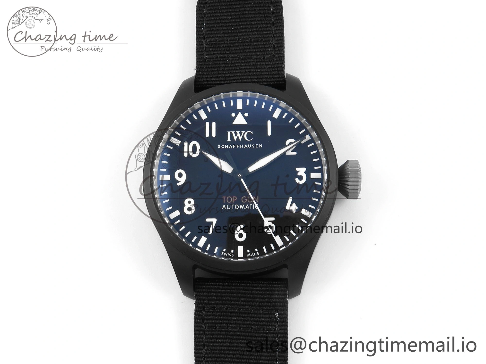 Pilot Top Gun IW326901 M+F 1:1 Best Edition Black Dial on Black Nylon Strap MY8205