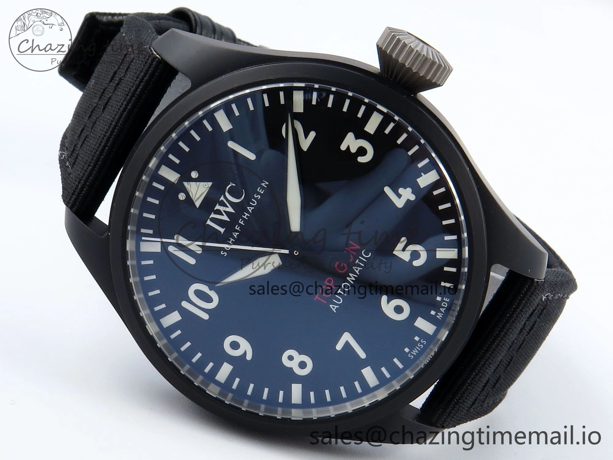 Pilot Top Gun IW326901 M+F 1:1 Best Edition Black Dial on Black Nylon Strap MY8205