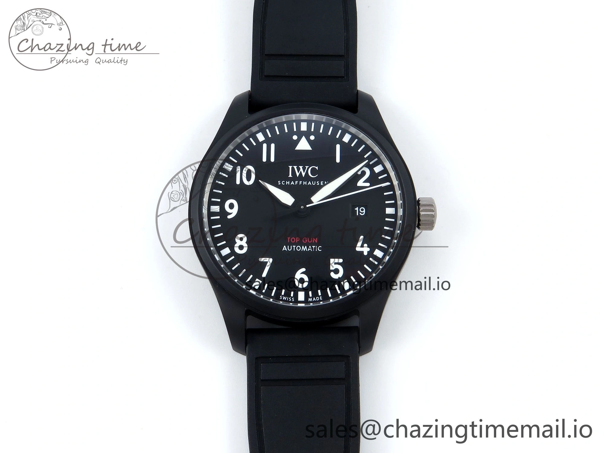 Pilot Top Gun IW326901 M+F 1:1 Best Edition Black Dial on Black Rubber Strap A2892