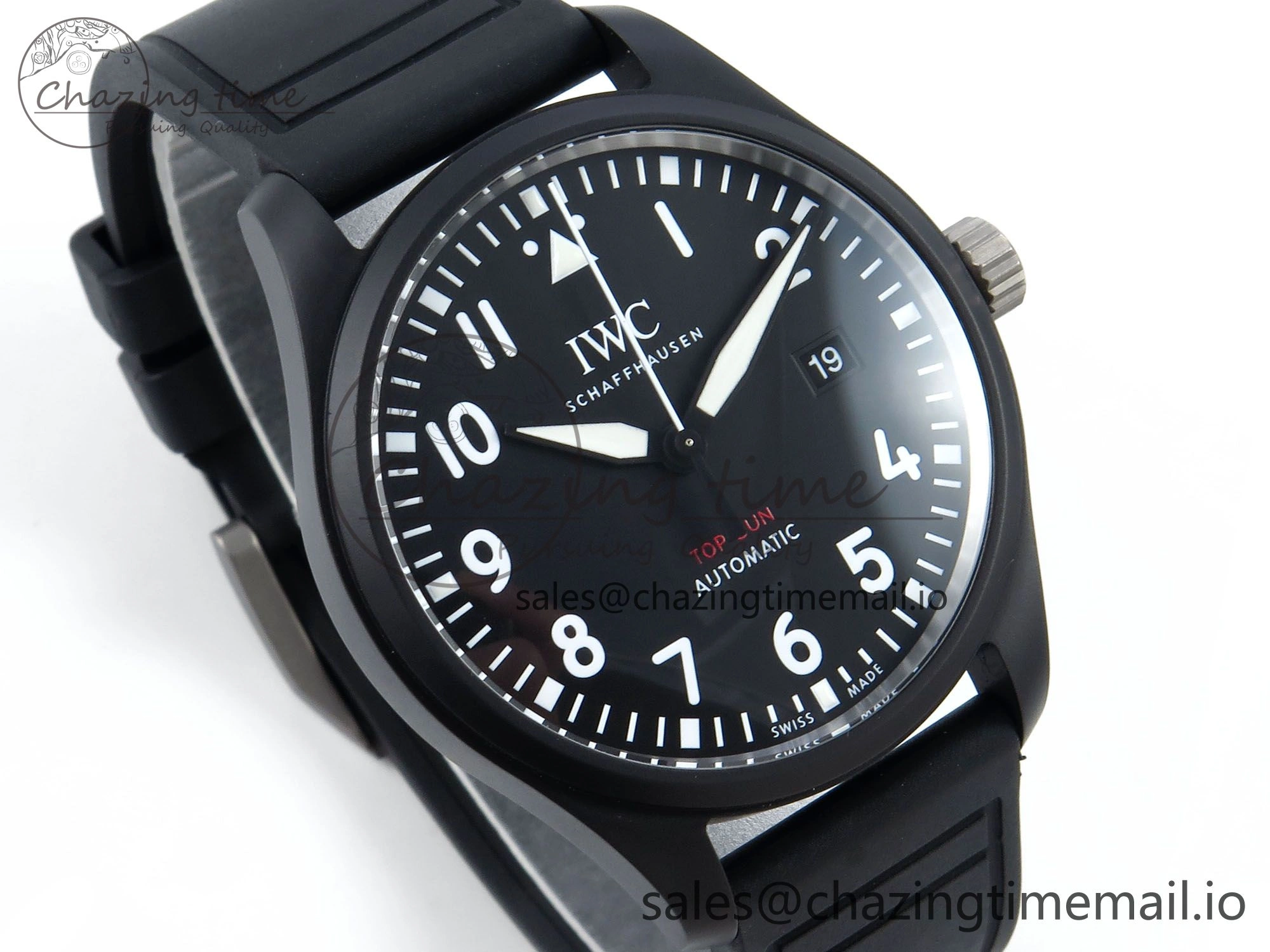 Pilot Top Gun IW326901 M+F 1:1 Best Edition Black Dial on Black Rubber Strap A2892