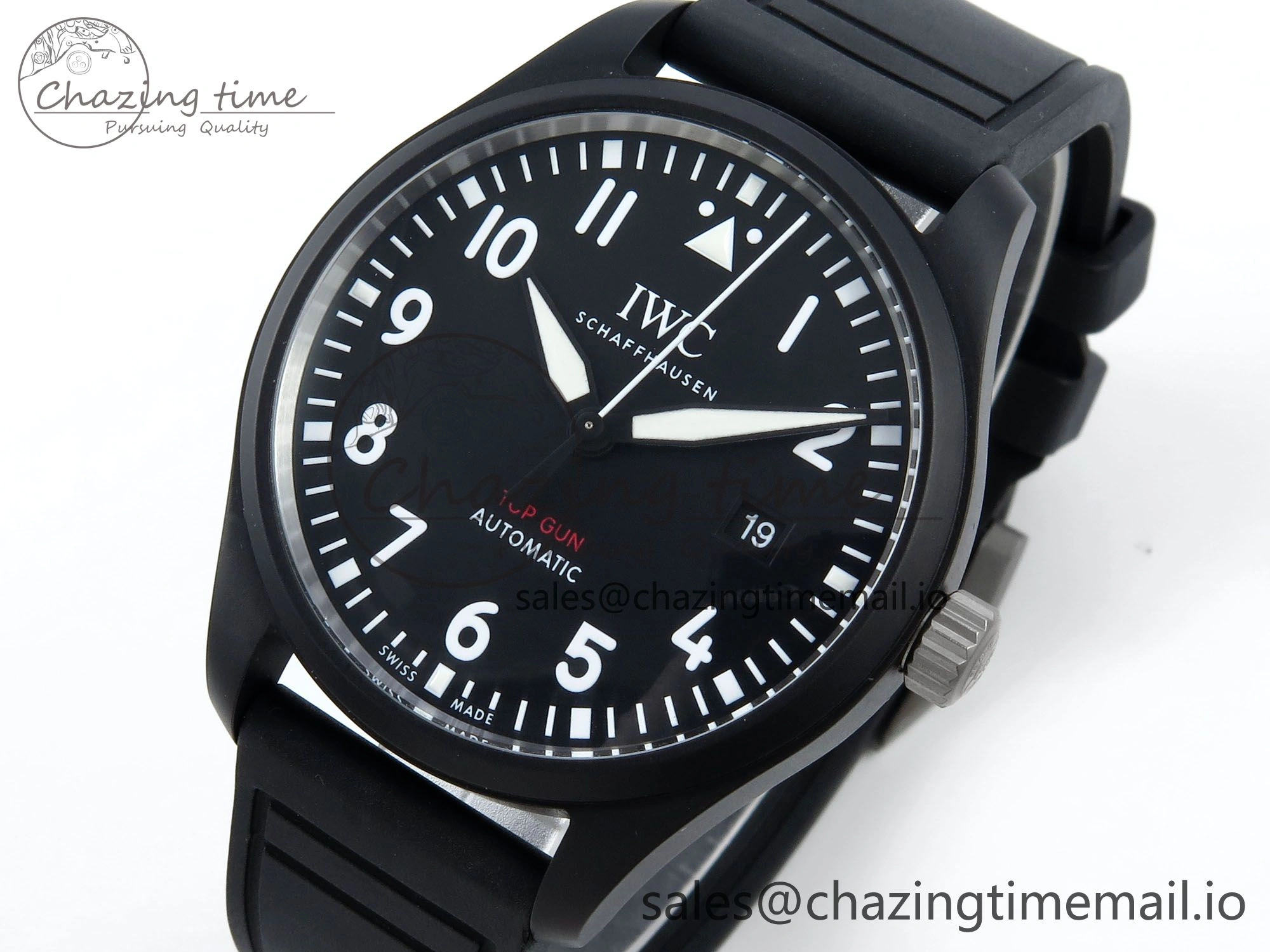Pilot Top Gun IW326901 M+F 1:1 Best Edition Black Dial on Black Rubber Strap A2892
