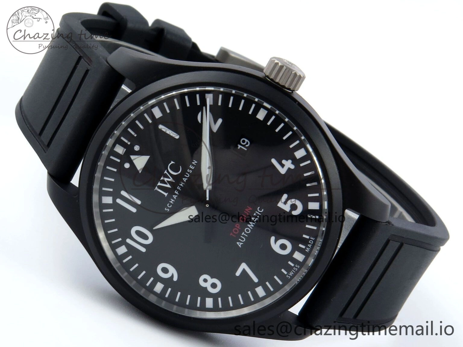 Pilot Top Gun IW326901 M+F 1:1 Best Edition Black Dial on Black Rubber Strap A2892
