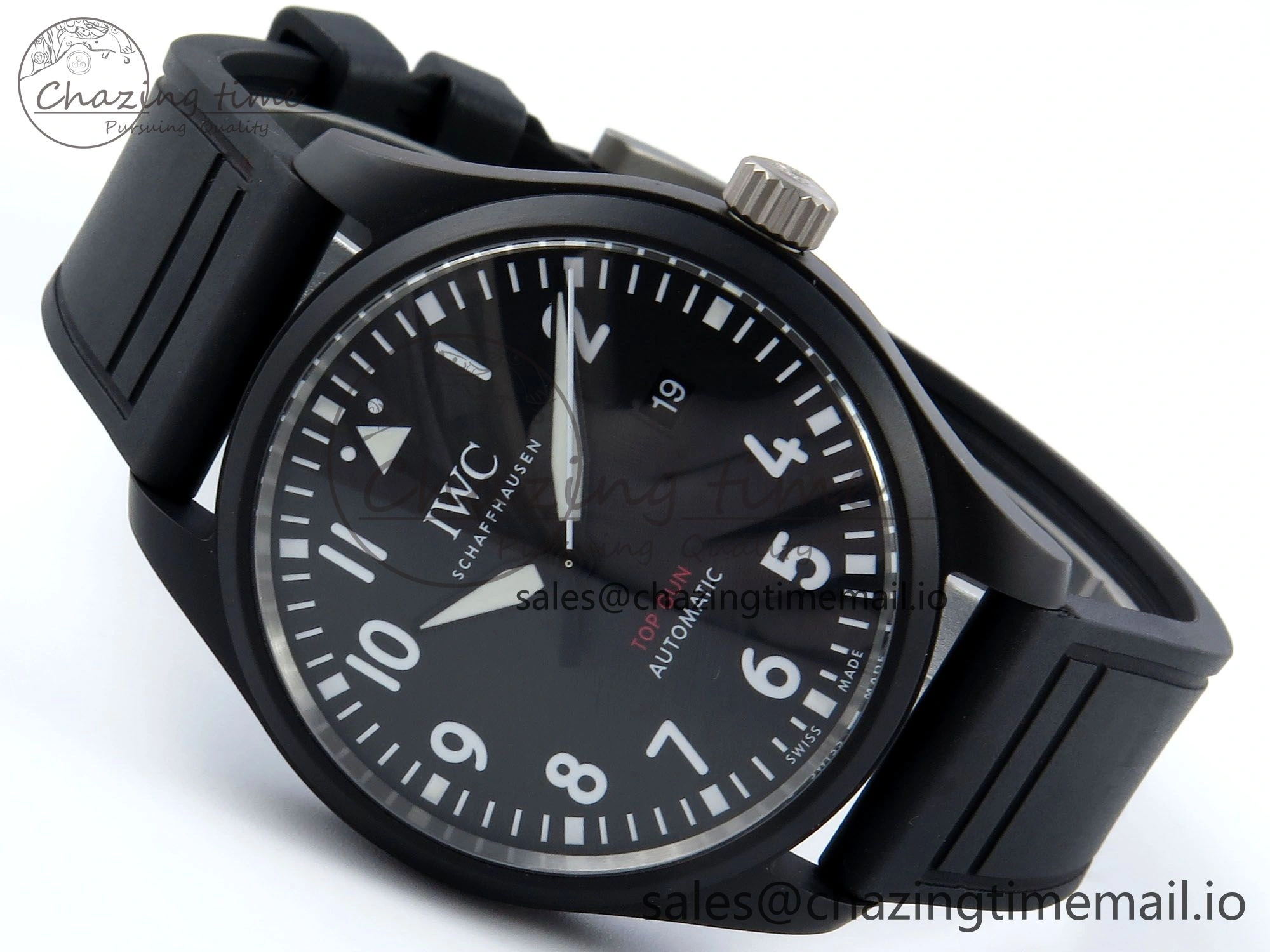 Pilot Top Gun IW326901 M+F 1:1 Best Edition Black Dial on Black Rubber Strap A2892