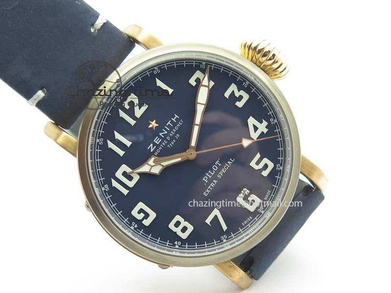 Pilot Type 20 Bronze XF 1:1 California Special Edition On Blue Leather Strap A2824