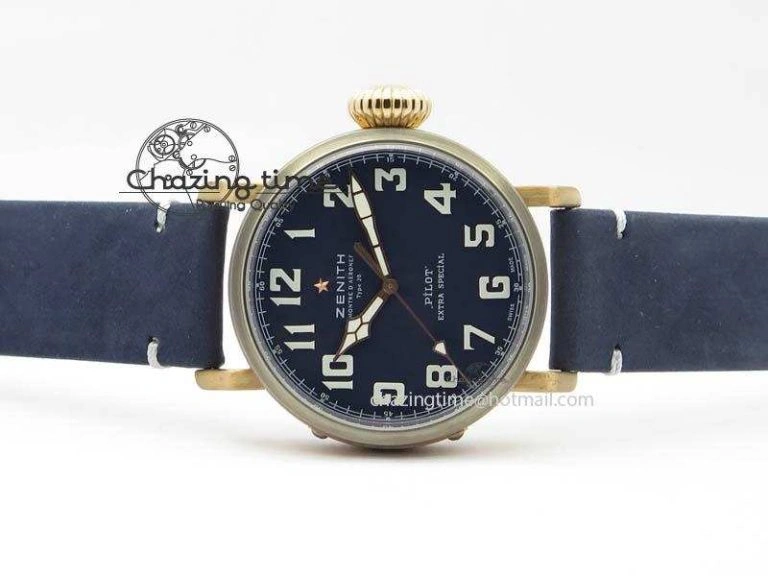 Pilot Type 20 Bronze XF 1:1 California Special Edition On Blue Leather Strap A2824