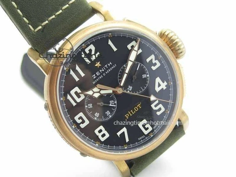 Pilot Type 20 Chrono Extra Special XF 1:1 Best Edition Real Bronze Case On Green Nubuck Strap A7750