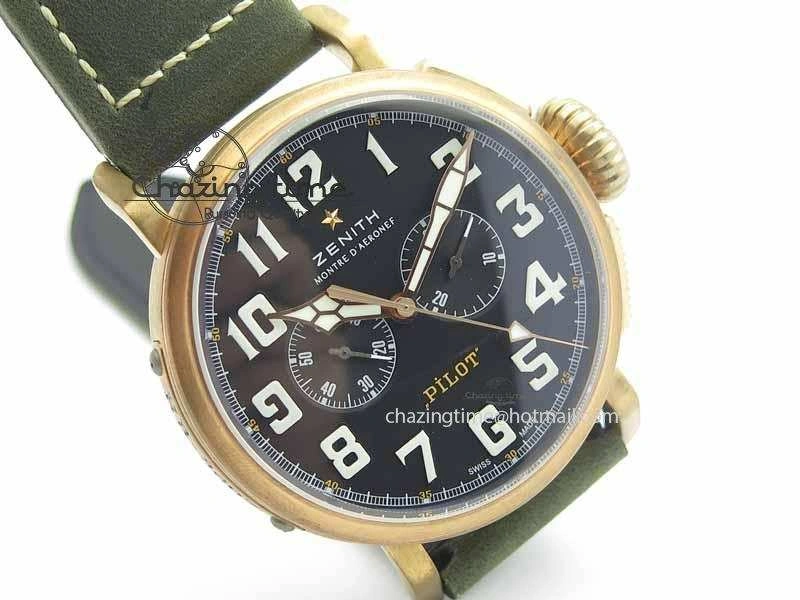 Pilot Type 20 Chrono Extra Special XF 1:1 Best Edition Real Bronze Case On Green Nubuck Strap A7750
