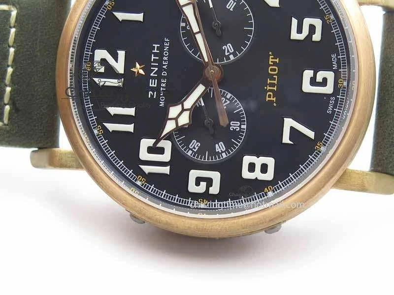 Pilot Type 20 Chrono Extra Special XF 1:1 Best Edition Real Bronze Case On Green Nubuck Strap A7750