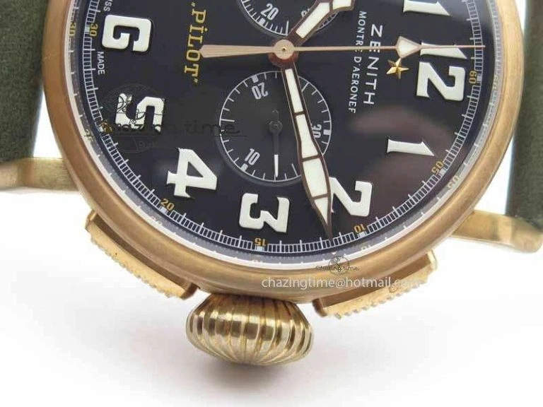 Pilot Type 20 Chrono Extra Special XF 1:1 Best Edition Real Bronze Case On Green Nubuck Strap A7750