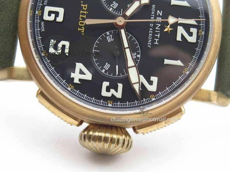 Pilot Type 20 Chrono Extra Special XF 1:1 Best Edition Real Bronze Case On Green Nubuck Strap A7750