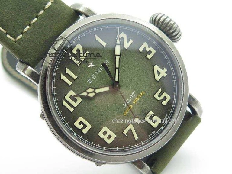 Pilot Type 20 Extra Special 40mm Aged SS V6F 1:1 Best Edition On Asso Strap MIYOTA9015 (Green)