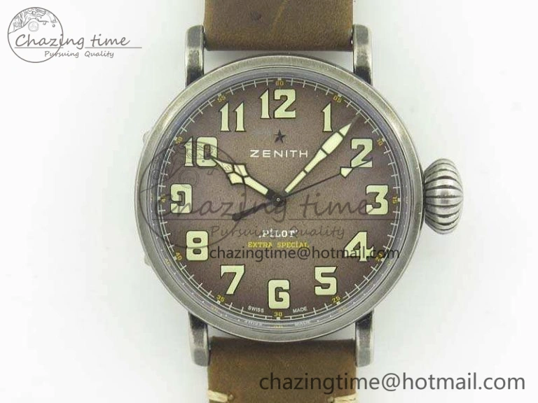 Pilot Type 20 Extra Special 45mm Aged SS Case V6F 1:1 Best Edition Gray Dial On Asso Strap A2824