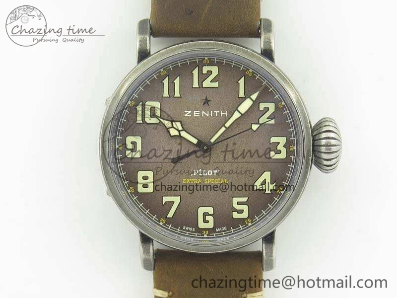 Pilot Type 20 Extra Special 45mm Aged SS Case V6F 1:1 Best Edition Gray Dial On Asso Strap A2824