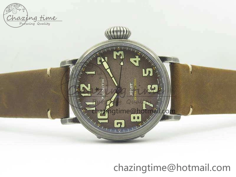 Pilot Type 20 Extra Special 45mm Aged SS Case V6F 1:1 Best Edition Gray Dial On Asso Strap A2824
