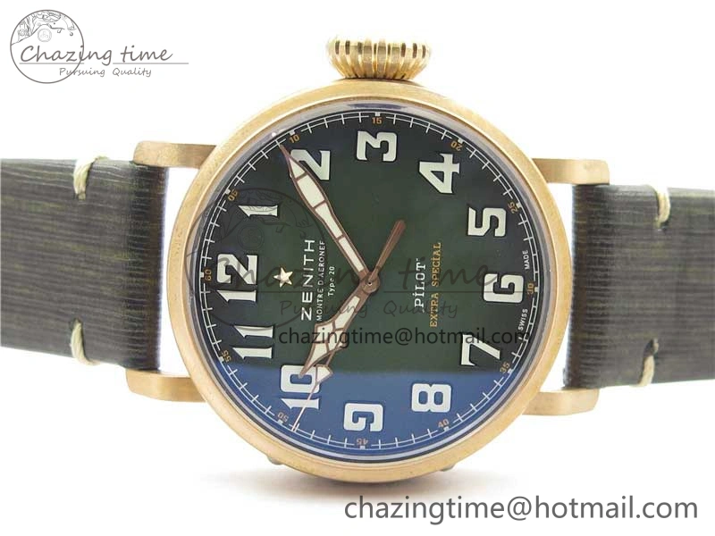 Pilot Type 20 Extra Special Bronze XF 1:1 Best Edition Green Dial on Green Leather Strap A2824