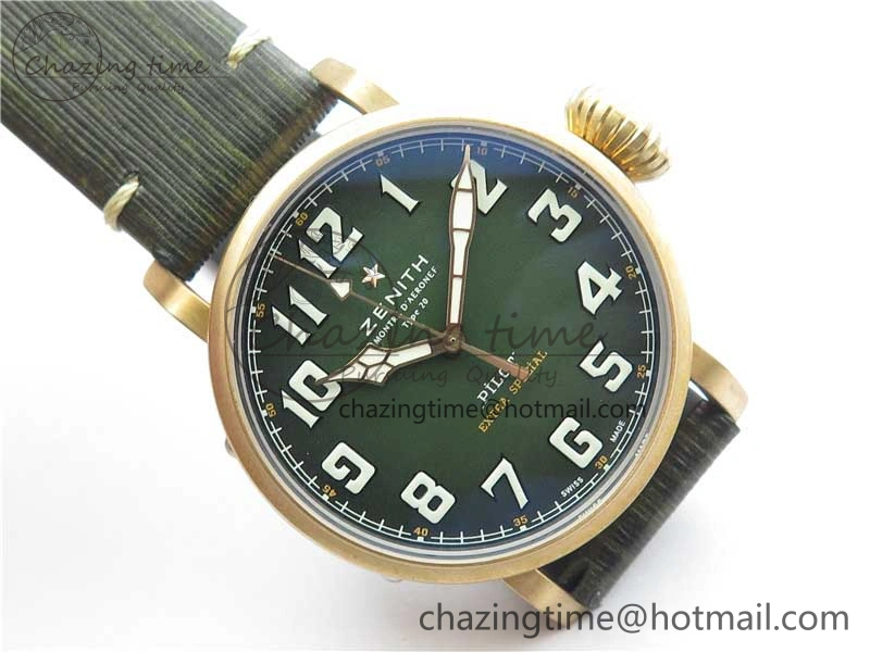 Pilot Type 20 Extra Special Bronze XF 1:1 Best Edition Green Dial on Green Leather Strap A2824