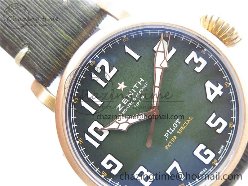 Pilot Type 20 Extra Special Bronze XF 1:1 Best Edition Green Dial on Green Leather Strap A2824