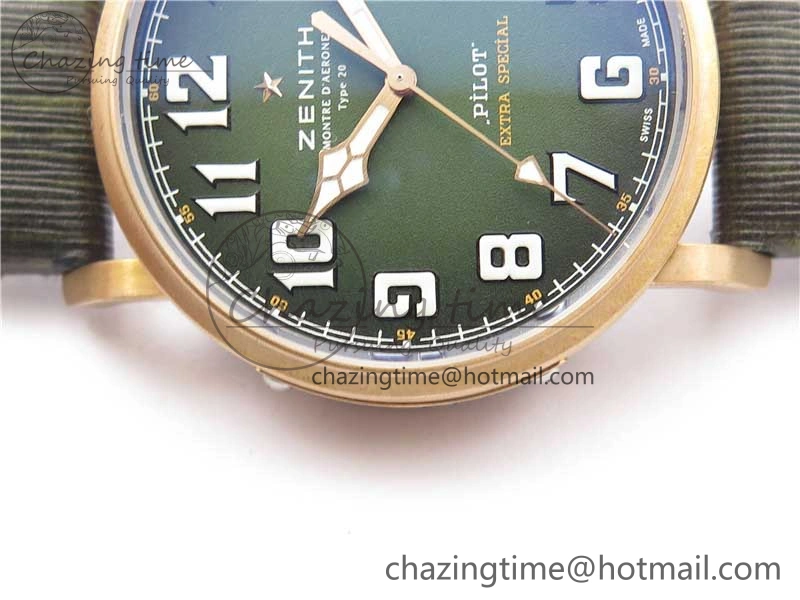 Pilot Type 20 Extra Special Bronze XF 1:1 Best Edition Green Dial on Green Leather Strap A2824