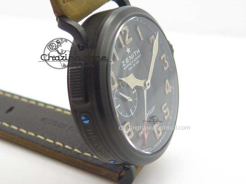 Pilot Type 20 Extra Special PVD 47mm Black Dial Camouflage Markers On Brown Asso Strap A23J