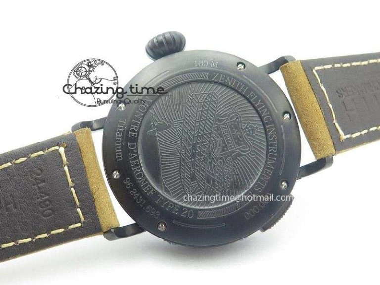 Pilot Type 20 Extra Special PVD 47mm Black Dial On Brown Asso Strap A23J