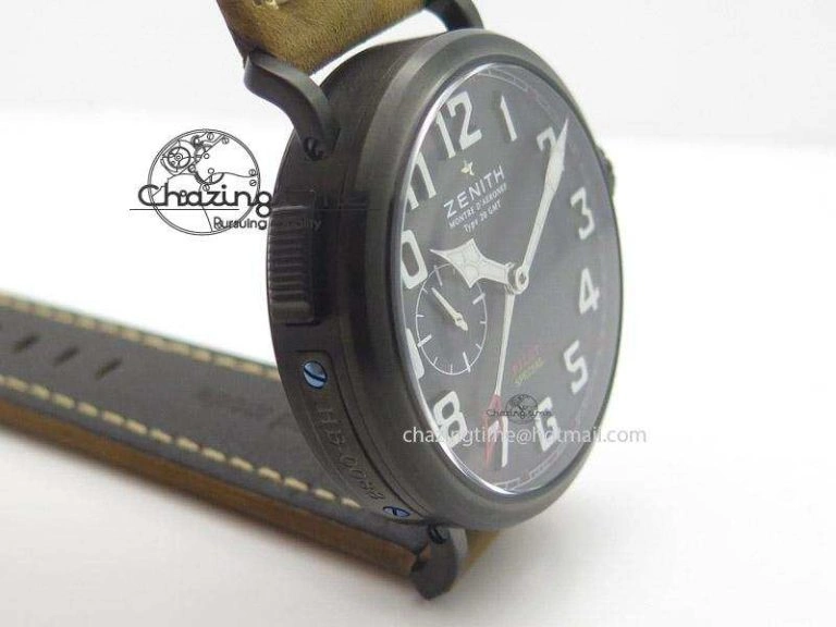 Pilot Type 20 Extra Special PVD 47mm Black Dial On Brown Asso Strap A23J