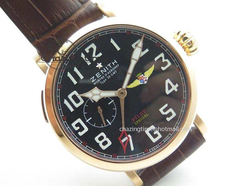 Pilot Type 20 Extra Special RG 47mm Black Dial Camouflage Markers On Brown Asso Strap A23J